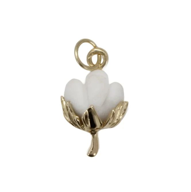 What is the color of the white lint area on the charm?