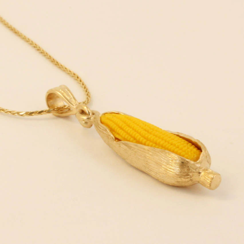 Large 14kt Gold Corn Cob Necklace with 18" Chain Questions & Answers