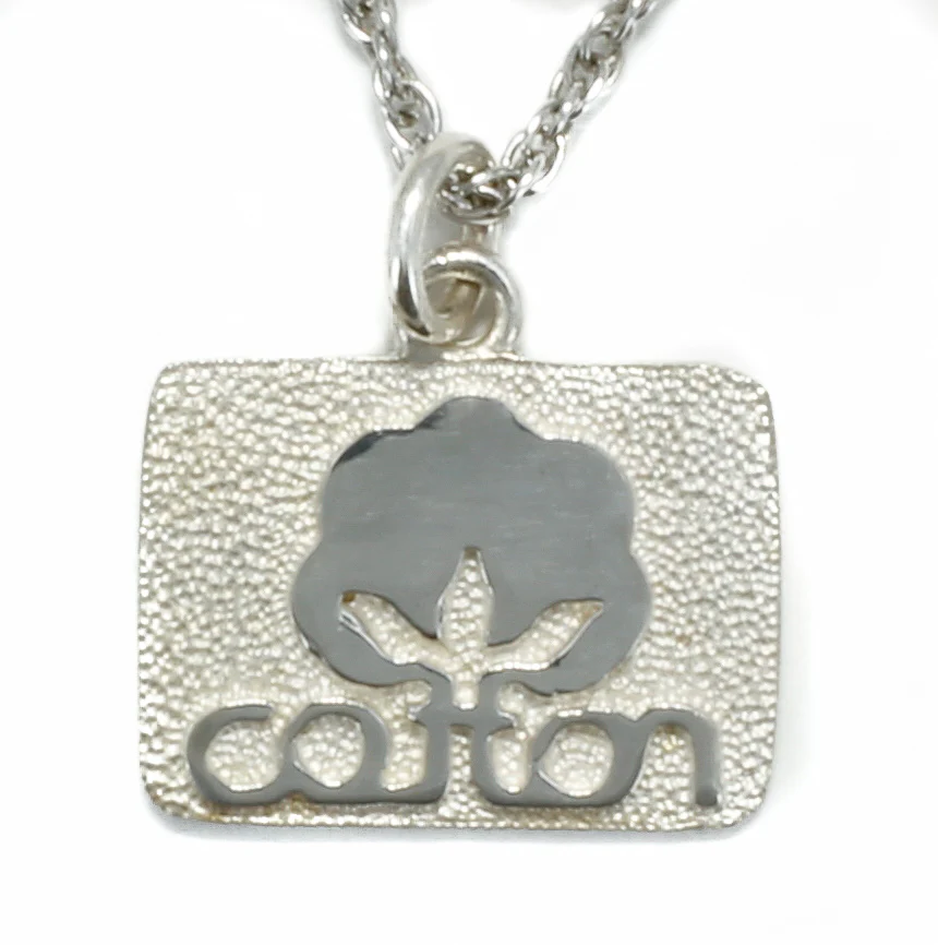 How tall is the cotton seal logo on the necklace?