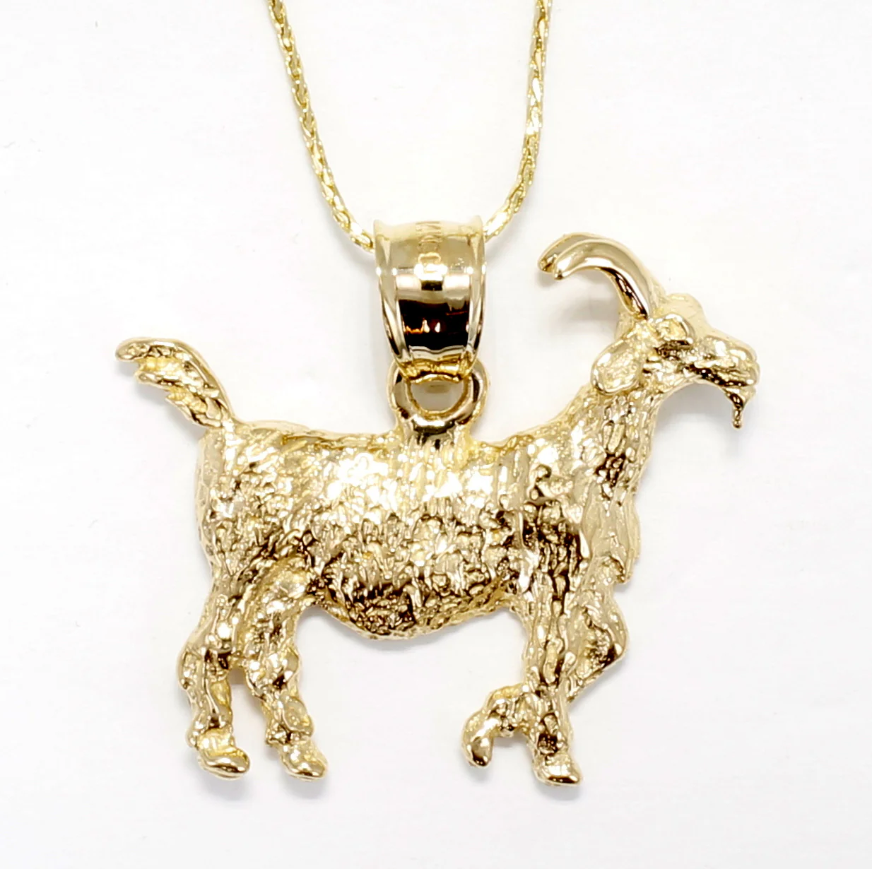 14kt Solid Gold Large Goat Necklace with Big Horns gift for him or her Questions & Answers