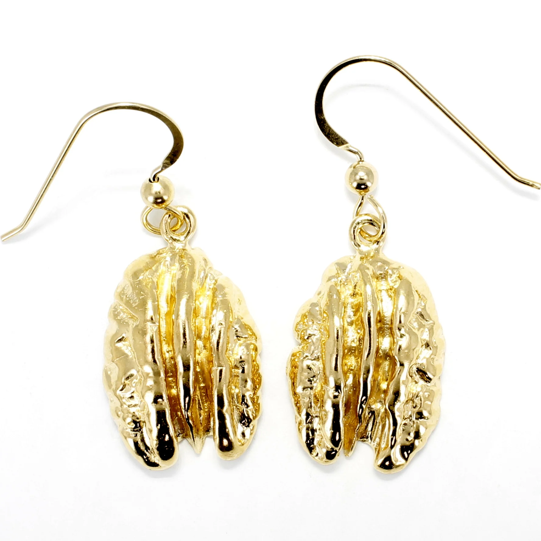 Gold Pecan Earrings Dangling on French Wires in 14kt Gold Vermeil Questions & Answers