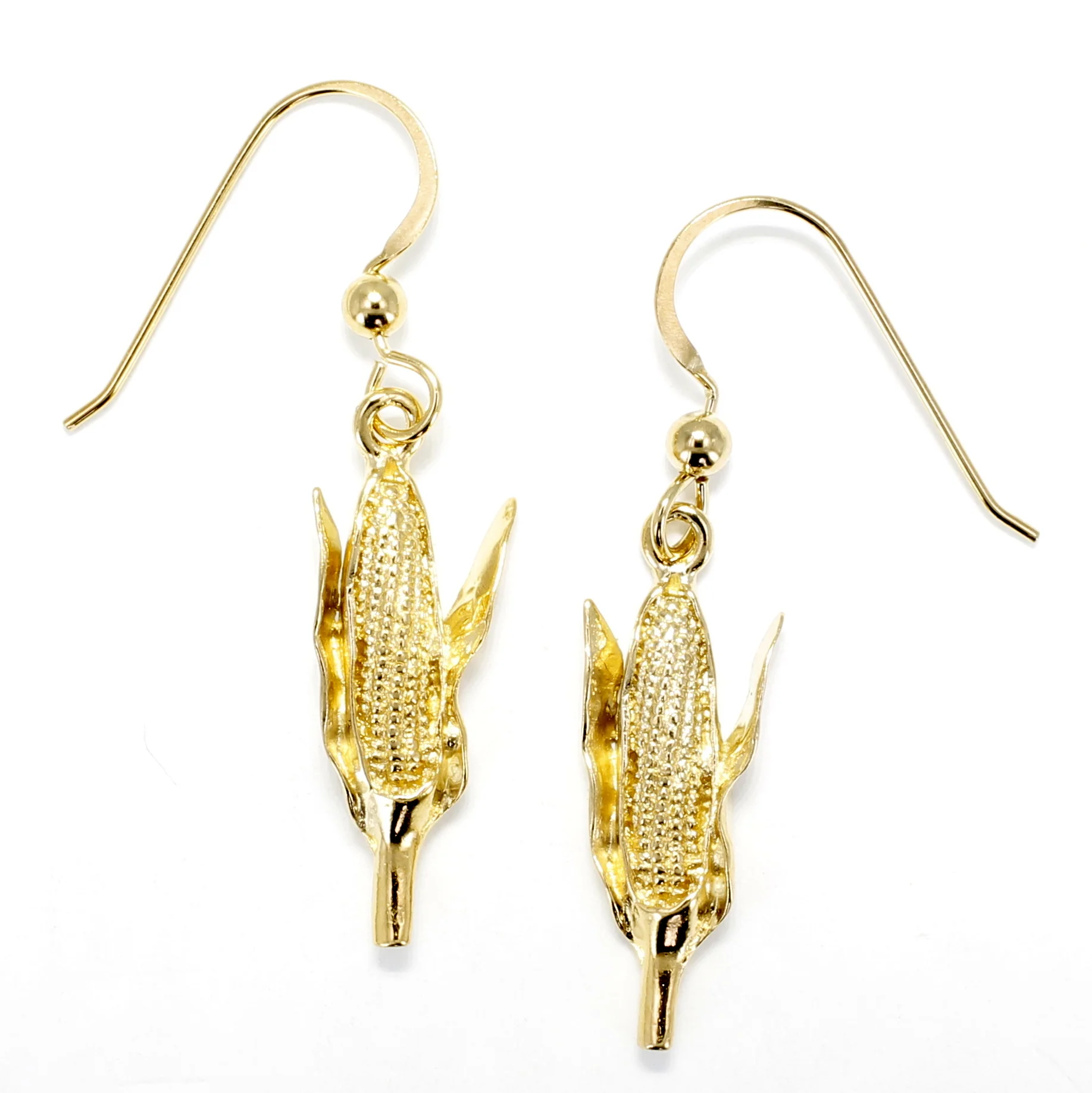 Gold Corn Earrings with 14kt Gold Vermeil Corn Cob Dangling on French wires Questions & Answers