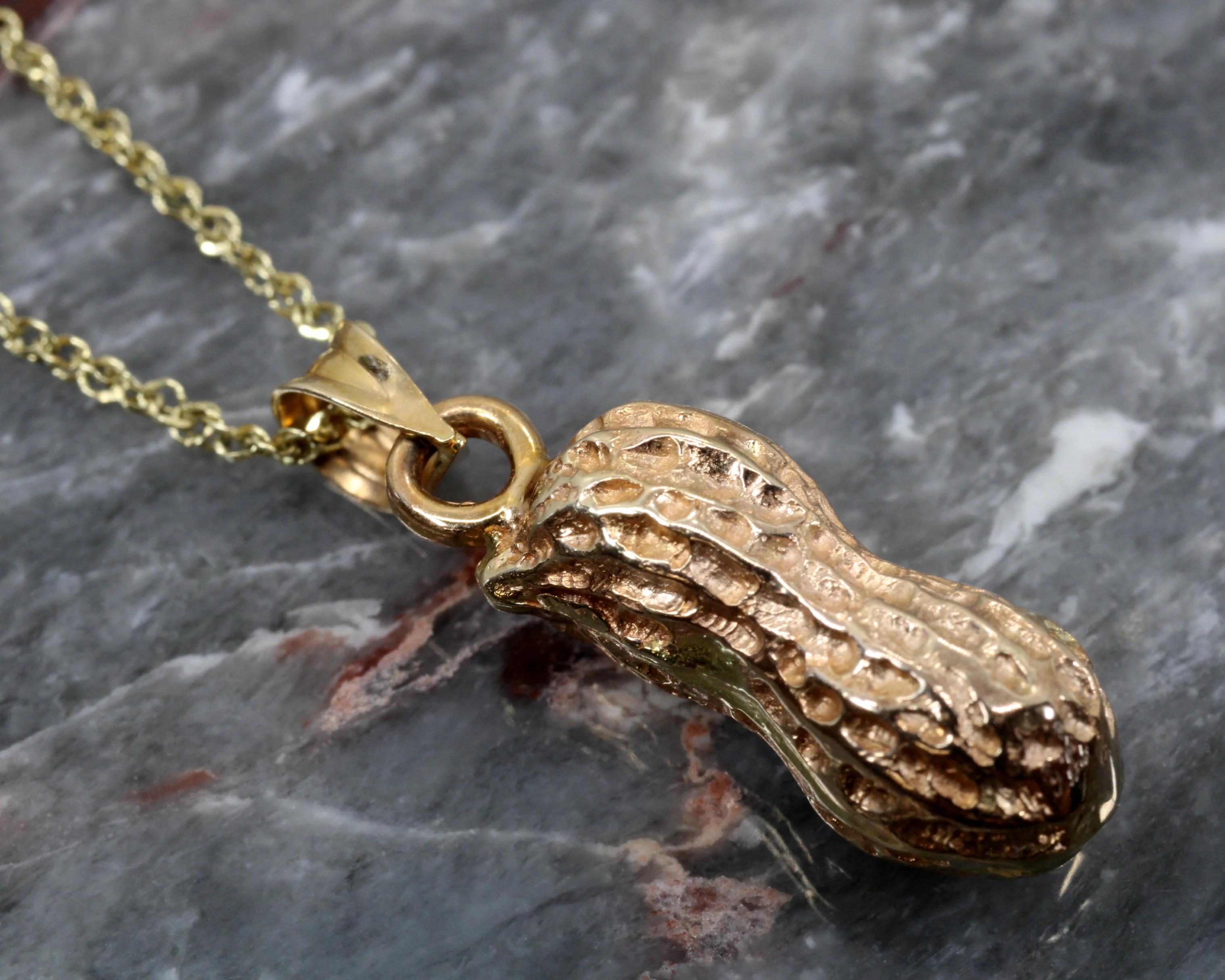Gold Peanut Necklace in Perfect Medium size in solid 14kt gold Questions & Answers