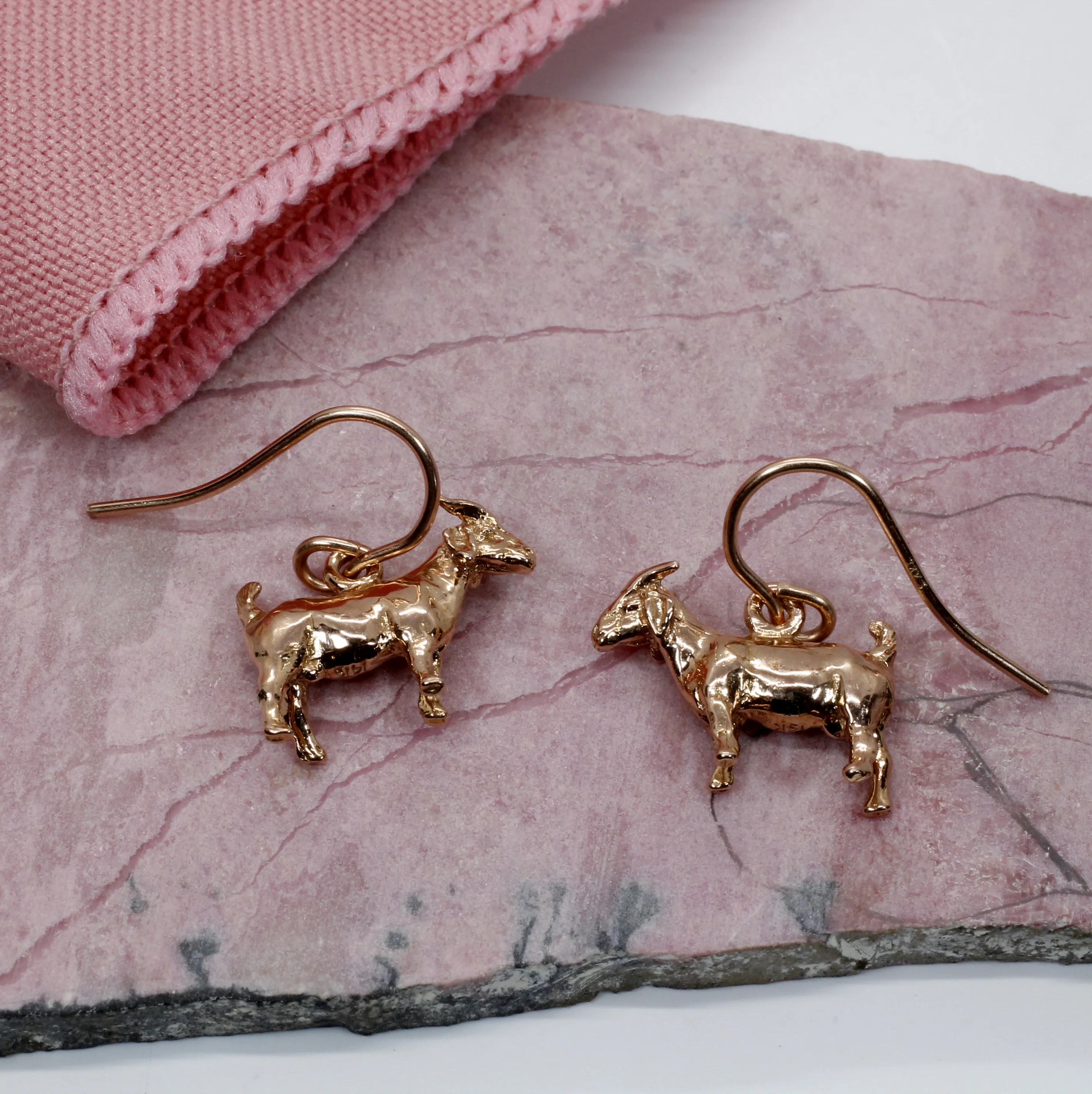 Rose Gold Goat earrings in 14kt Solid Rose Gold for her Questions & Answers