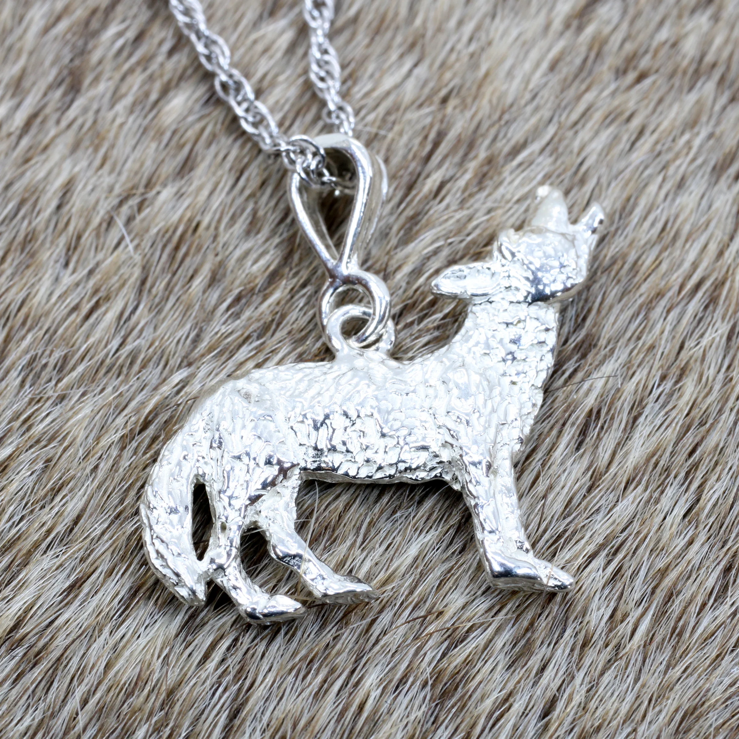Silver Coyote Necklace with solid 925 Sterling Silver 2D Howling Coyote Questions & Answers