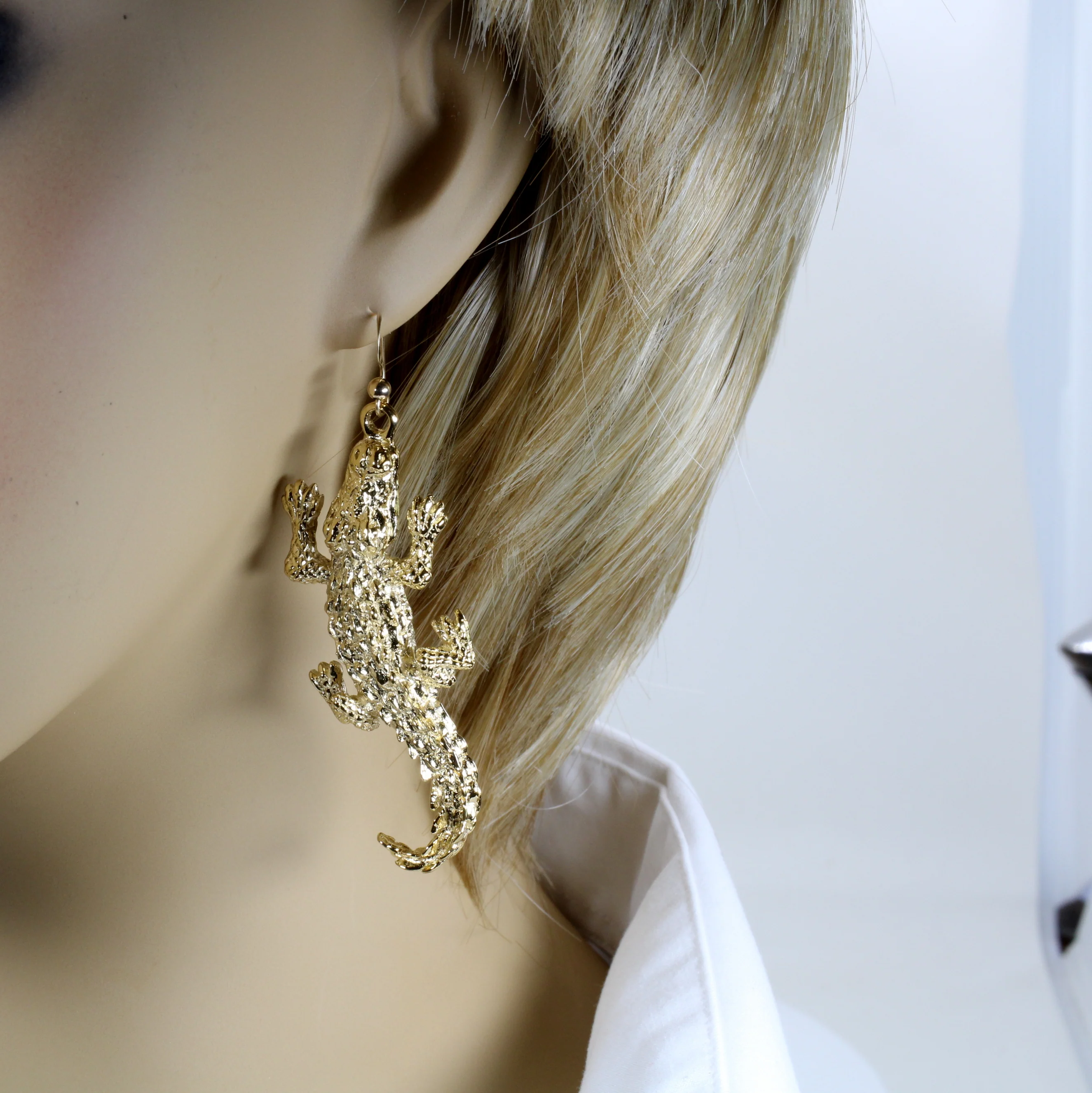 Giant Size Alligator Earrings in 14kt Gold Vermeil for gator lover gift Questions & Answers