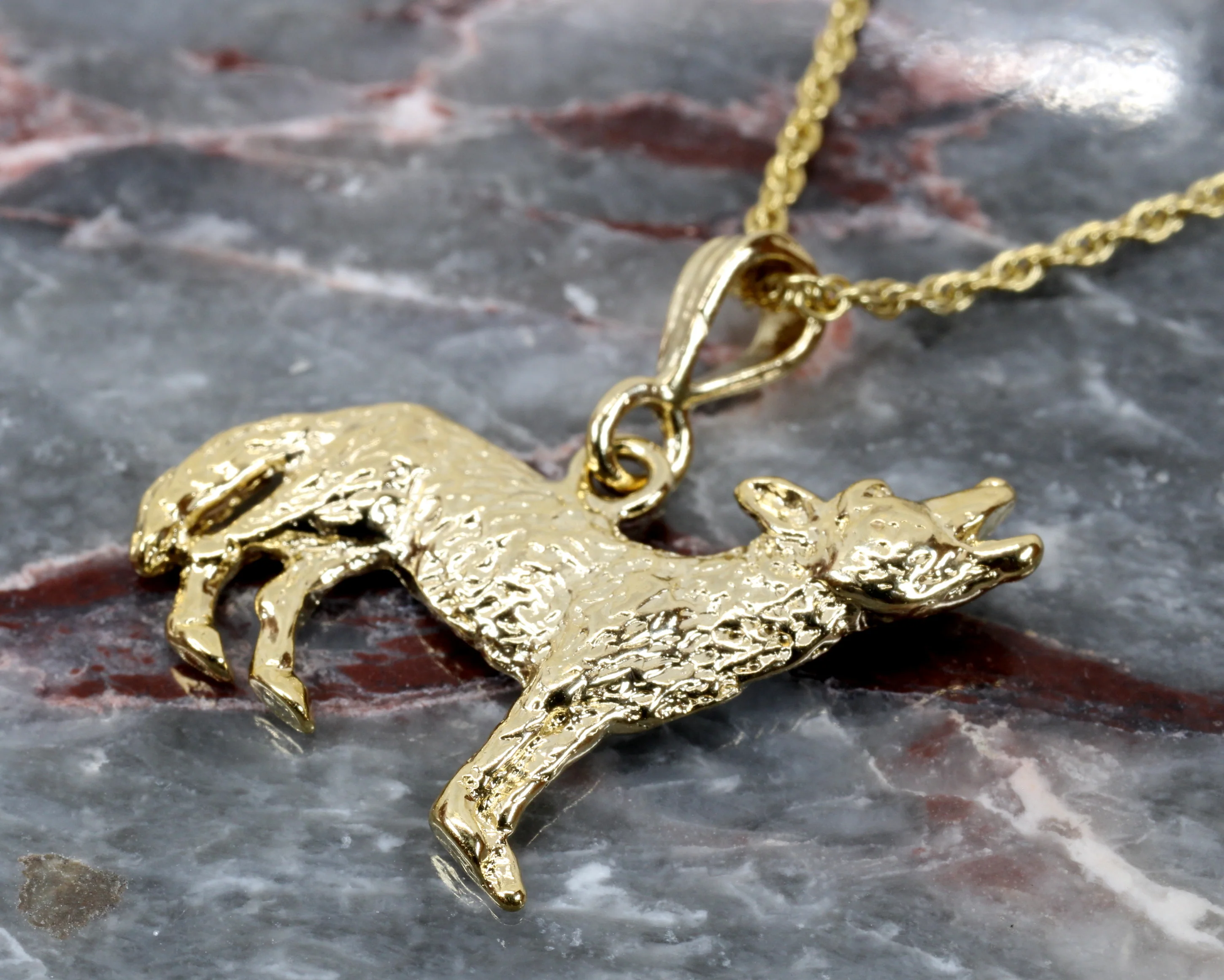 Gold Coyote Necklace with 14kt Gold Vermeil 2D Howling Coyote Questions & Answers