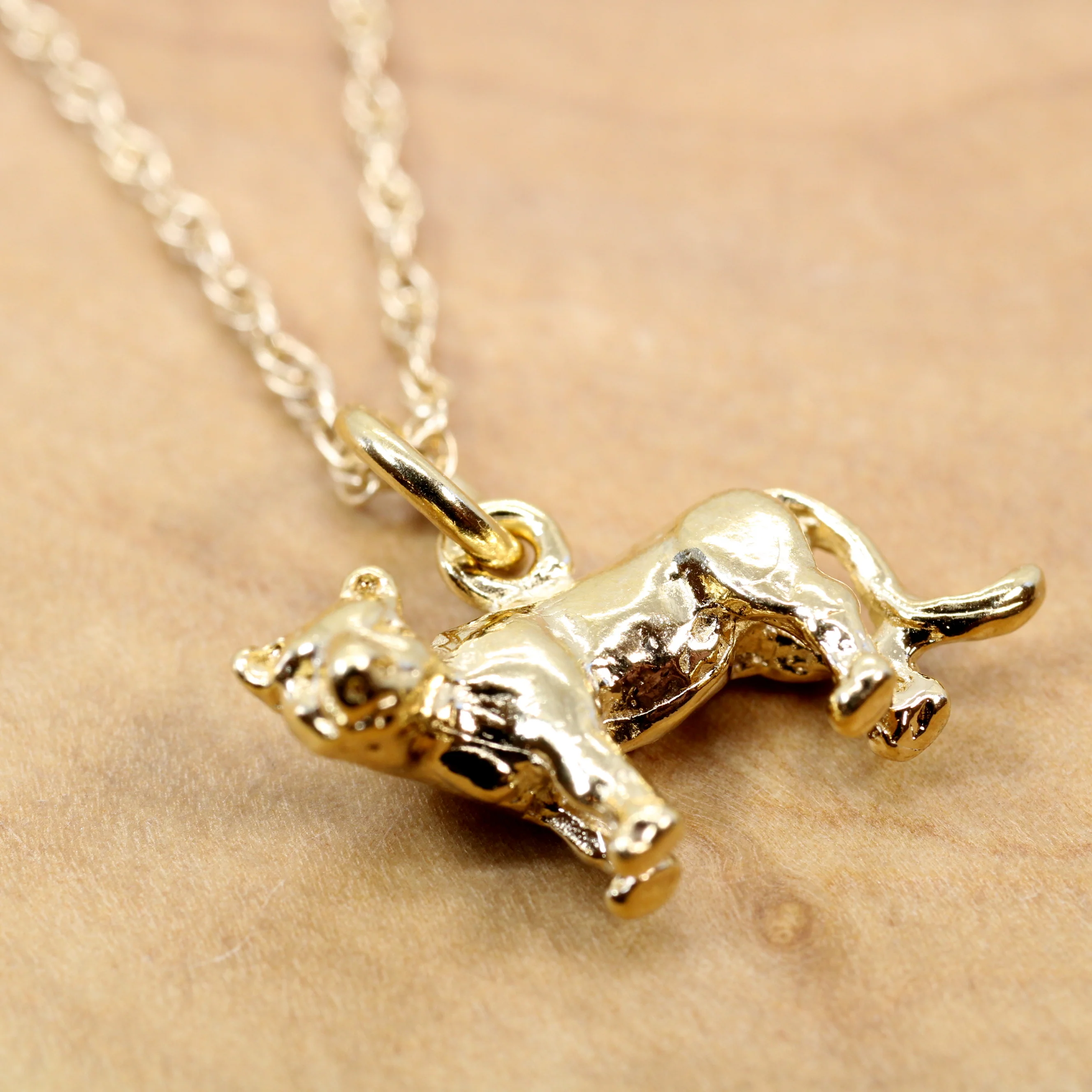 Cougar or Mountain Lion Necklace made in 14kt Gold Vermeil Questions & Answers