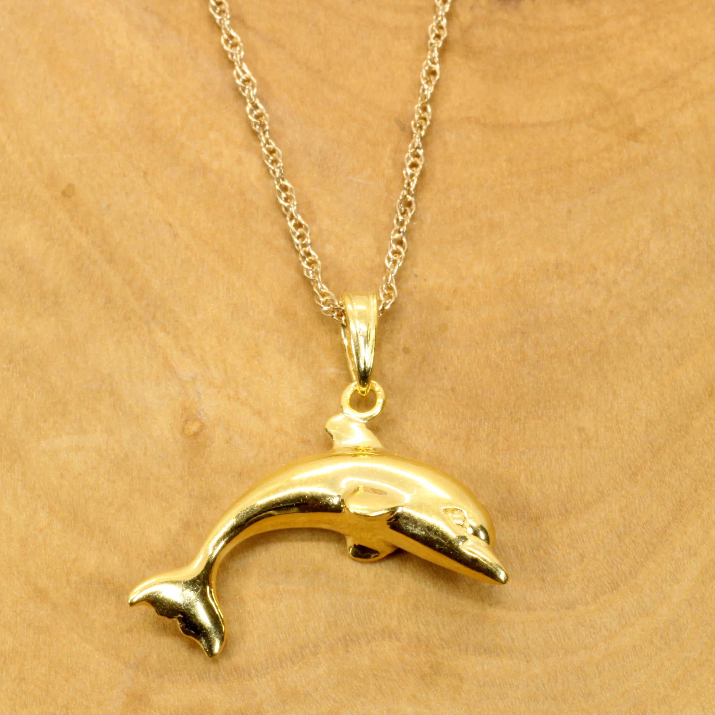 Gold Jumping Dolphin Necklace for her made in 14kt gold vermeil Questions & Answers