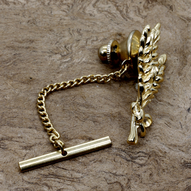 Triple Wheat Head Tie Tack / Lapel Pin in Silver or Gold Vermeil
