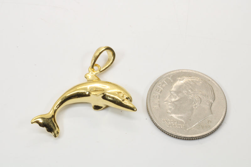 Gold Jumping Dolphin Necklace for her made in 14kt gold vermeil
