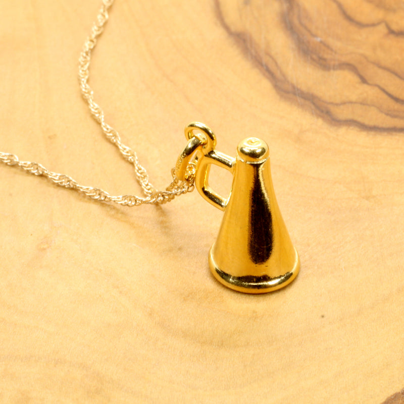 Gold Cheerleader Megaphone necklace or charm made in 14kt gold Vermeil