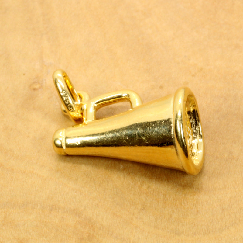 Gold Cheerleader Megaphone necklace or charm made in 14kt gold Vermeil