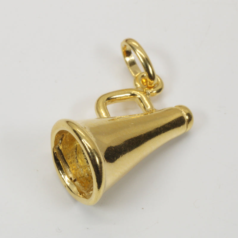 Gold Cheerleader Megaphone necklace or charm made in 14kt gold Vermeil