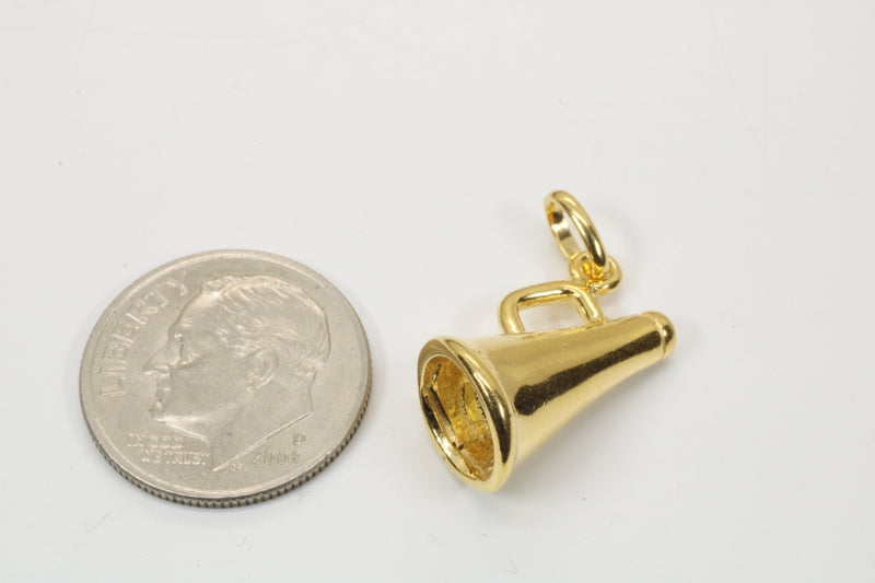 Gold Cheerleader Megaphone necklace or charm made in 14kt gold Vermeil