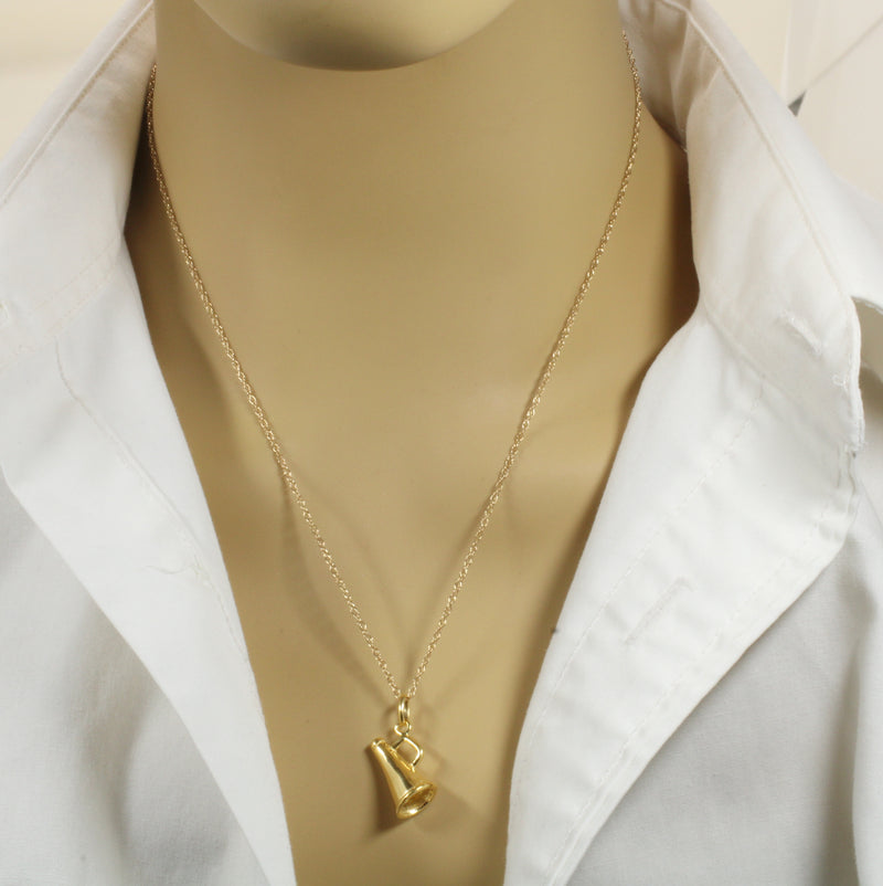 Gold Cheerleader Megaphone necklace or charm made in 14kt gold Vermeil