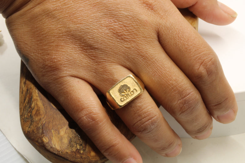 Cotton Inc 14kt Gold Ring with Seal of Cotton Logo in a smaller size