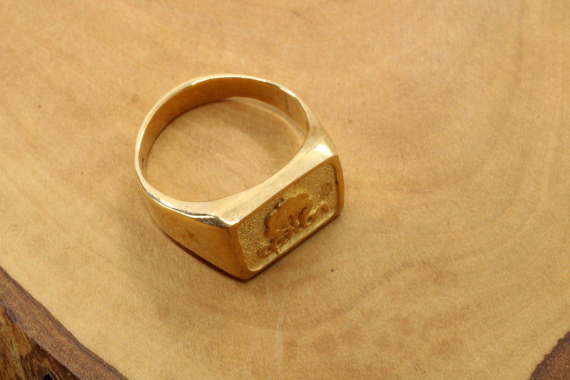 Cotton Inc 14kt Gold Ring with Seal of Cotton Logo in a smaller size