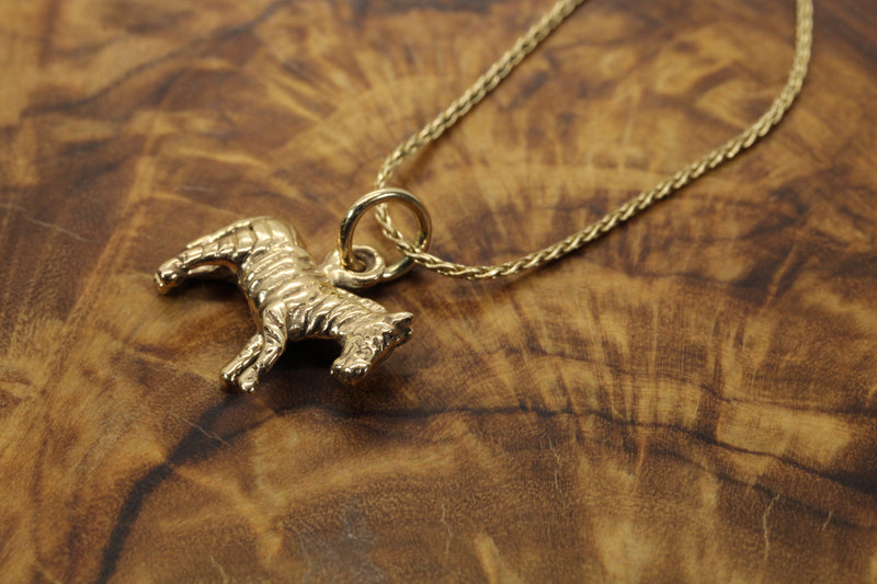 Gold Zebra Necklace with 3D real 14kt gold Zebra Charm