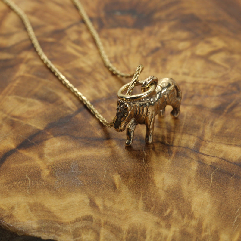 Gold Zebra Necklace with 3D real 14kt gold Zebra Charm