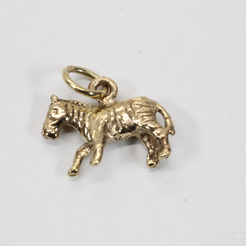 Gold Zebra Necklace with 3D real 14kt gold Zebra Charm