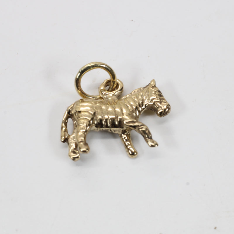 Gold Zebra Necklace with 3D real 14kt gold Zebra Charm