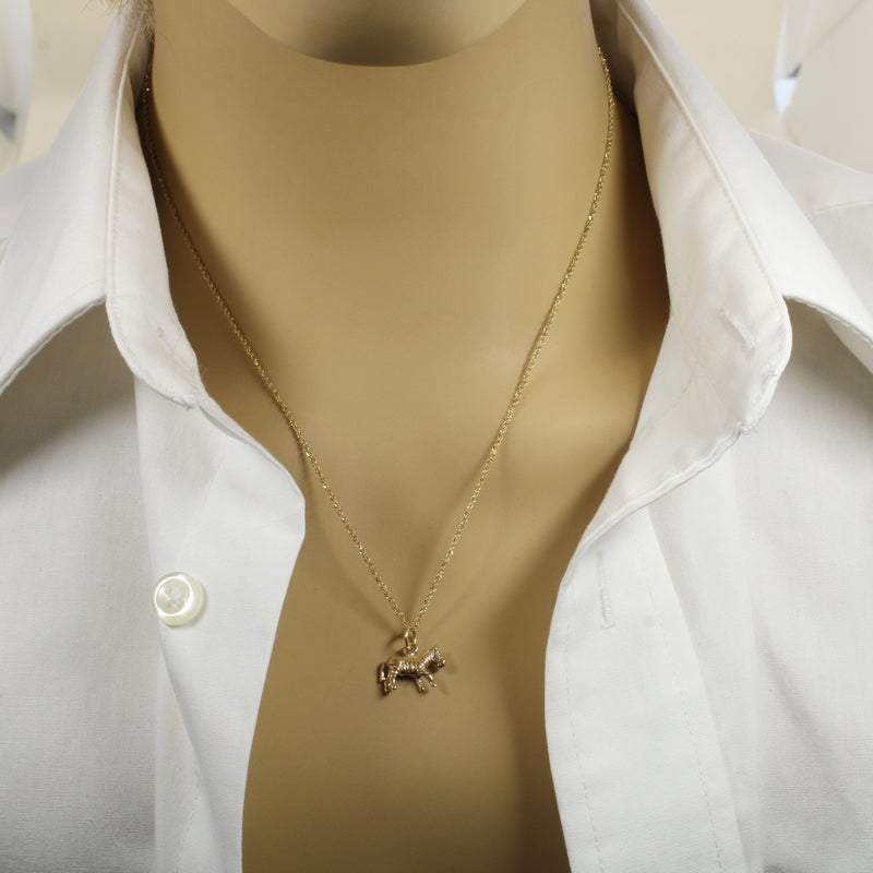 Gold Zebra Necklace with 3D real 14kt gold Zebra Charm