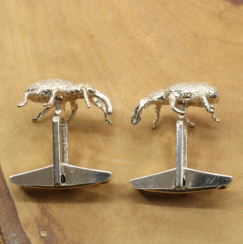 Cotton Boll Weevel Cuff Links made in solid 925 Sterling Silver