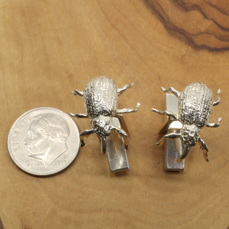 Cotton Boll Weevel Cuff Links made in solid 925 Sterling Silver