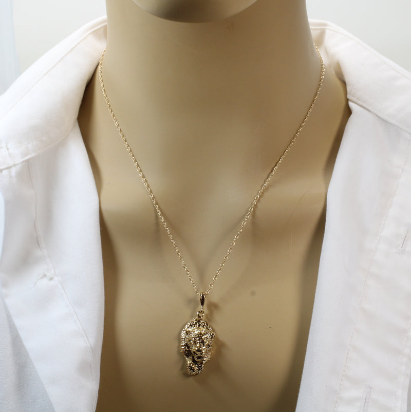 Gold Running Leopard Necklace for him or her in 14kt gold vermeil