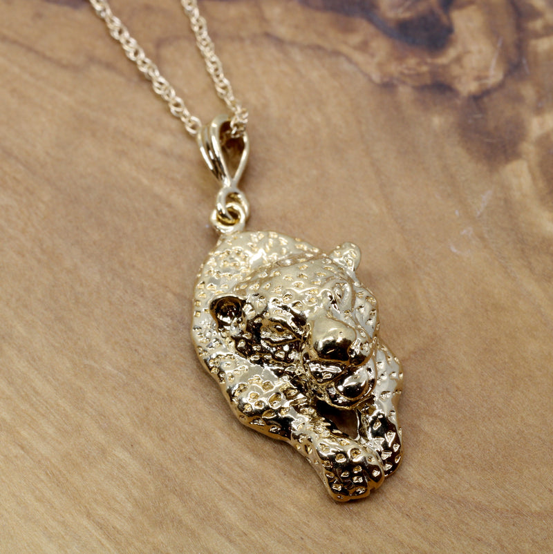 Gold Running Leopard Necklace for him or her in 14kt gold vermeil