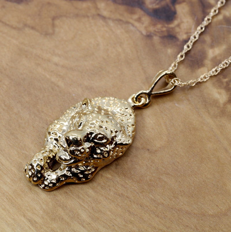 Gold Running Leopard Necklace for him or her in 14kt gold vermeil