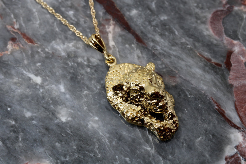 Gold Running Leopard Necklace for him or her in 14kt gold vermeil