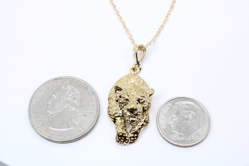 Gold Running Leopard Necklace for him or her in 14kt gold vermeil