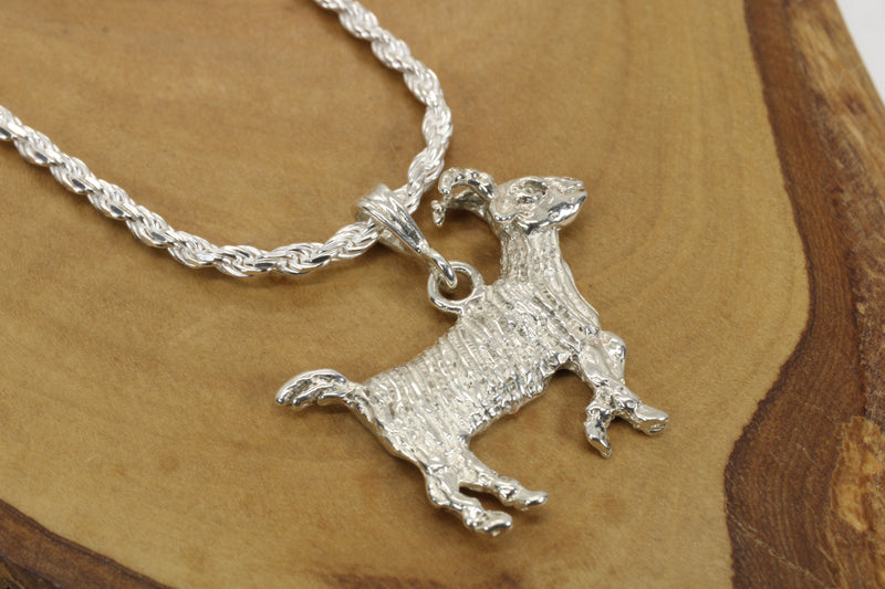 Large G.O.A.T. goat Necklace made in 925 Sterling Silver for him or her