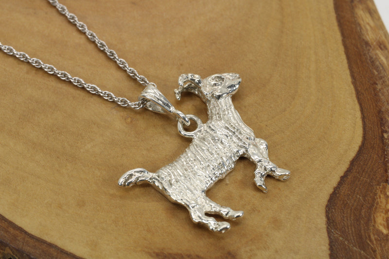 Large G.O.A.T. goat Necklace made in 925 Sterling Silver for him or her