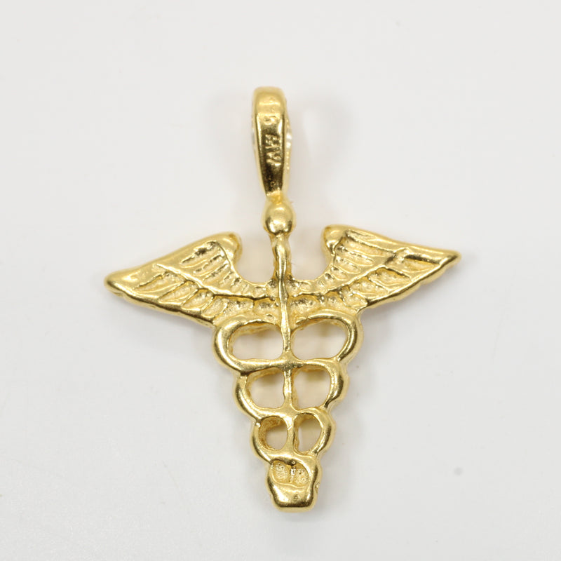 Gold Caduceus Necklace for him or her made in 14kt gold vermeil