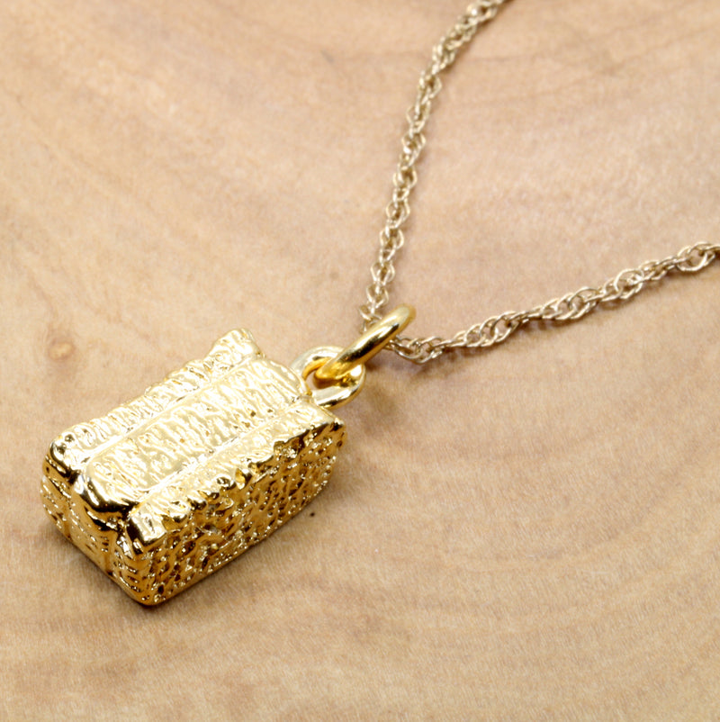 Gold Alfalfa Hay Bale Necklace or charm made in 14kt gold vermeil