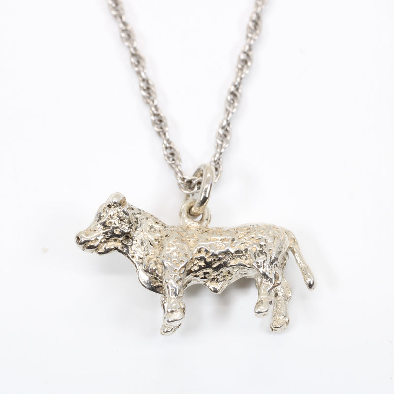 Prize Hereford or Charolais Bull Necklace in Solid 925 Sterling Silver