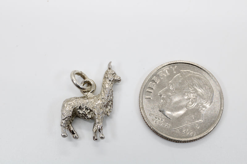 White Gold Llama Charm in small size for her made in 14kt white gold