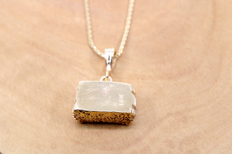 Diamond Alfalfa Hay Bale Necklace made in solid 14kt gold