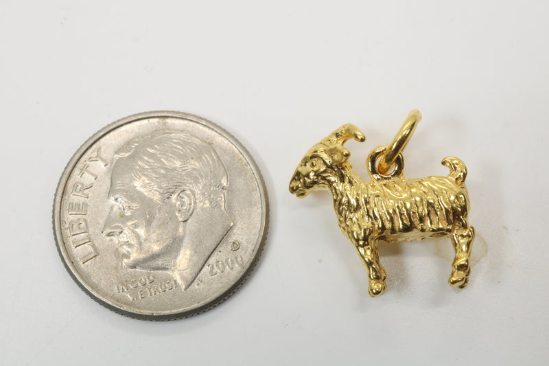 G.O.A.T. goat 3D Small Necklace made in 14kt gold Vermeil