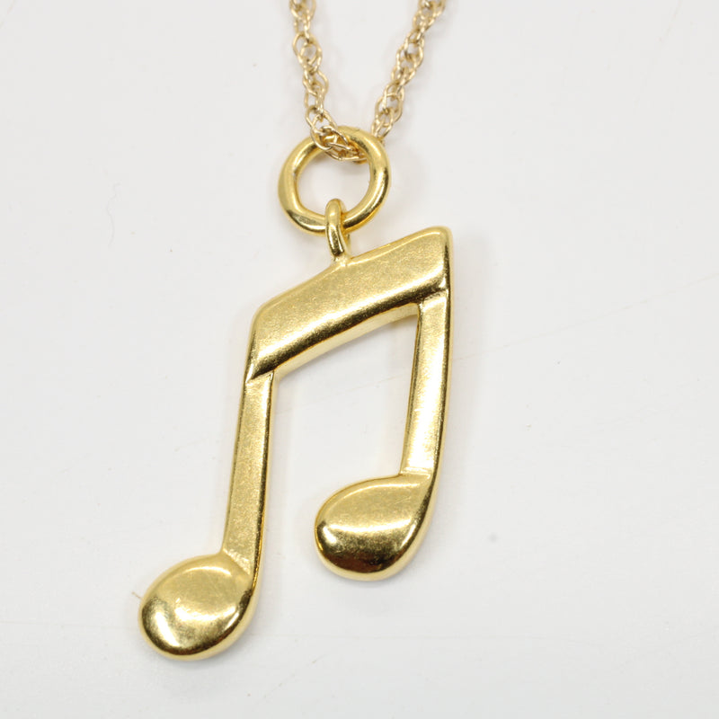Gold Sixteenth Note Necklace for him or her made in 14kt gold vermeil