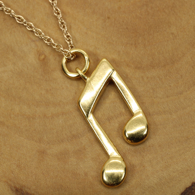 Gold Sixteenth Note Necklace for him or her made in 14kt gold vermeil
