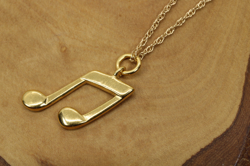 Gold Sixteenth Note Necklace for him or her made in 14kt gold vermeil