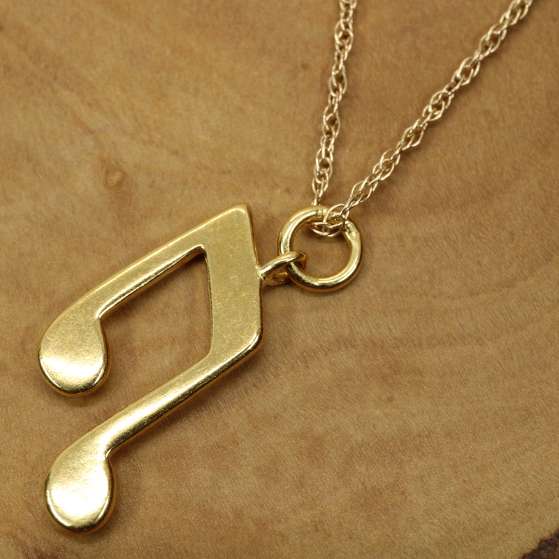 Gold Sixteenth Note Necklace for him or her made in 14kt gold vermeil