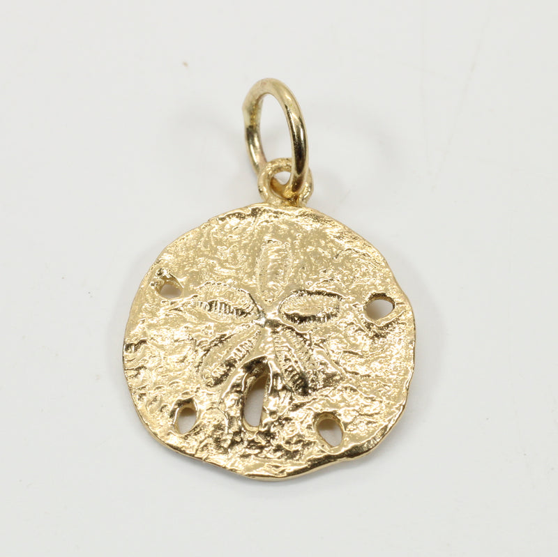 Real Gold Sand Dollar Necklace or charm for her made in solid 14kt gold