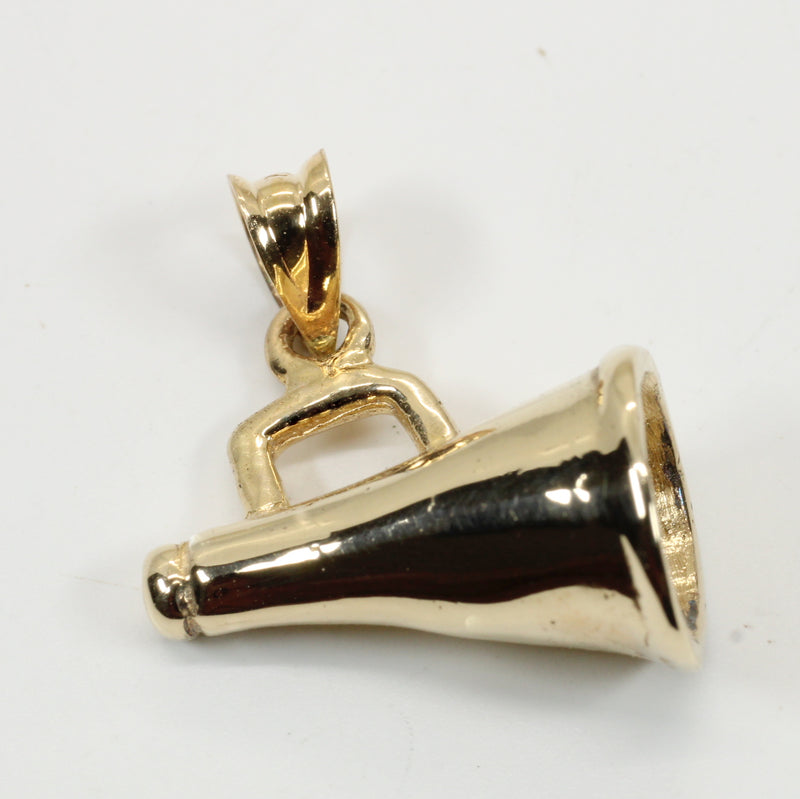 Solid Gold Cheerleader Megaphone necklace made in Solid 14kt gold