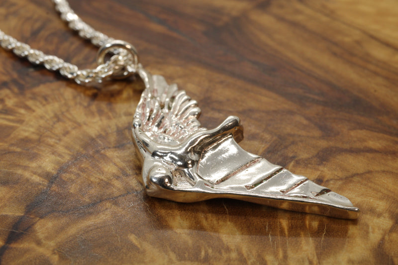 Gold Flying Human Man Hang Glider Necklace made in 925 Sterling Silver