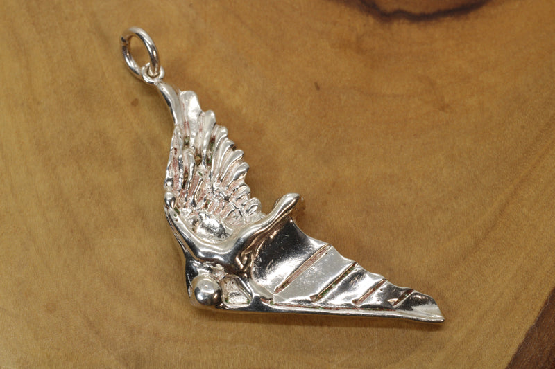 Gold Flying Human Man Hang Glider Necklace made in 925 Sterling Silver